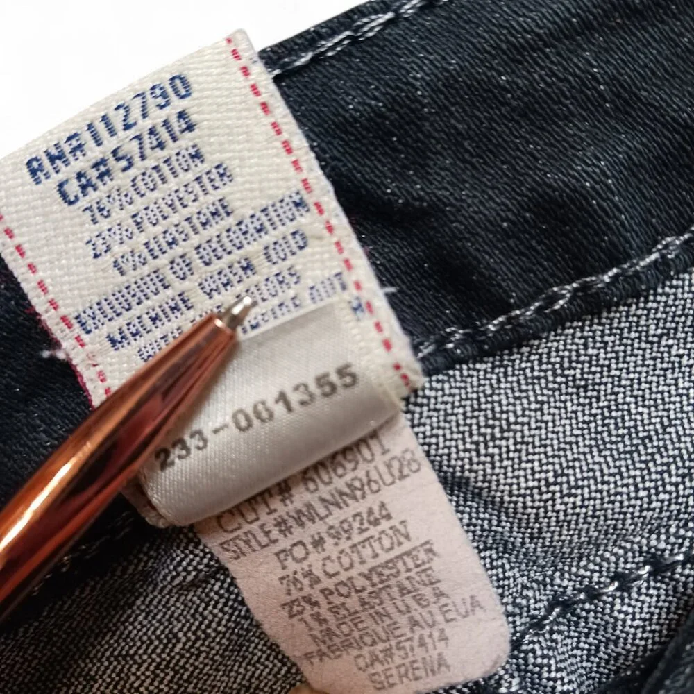 True Religion Serena Y2K Glitter Jeans Size 27 Dark Wash Skinny Made in USA - Picture 8 of 14